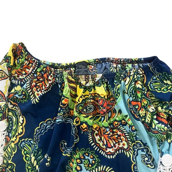 Win Win Womens Small Medium Multicolor Paisley Boho Pinwheel Sleeve Tunic Top - Picture 4 of 7